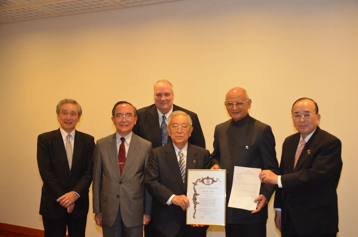 Induction-of-Dr.-Shoichiro-Toyoda-Honorary-Chairman-Toyota-Motors-as-IAQ-Councilor-2015-Tokyo